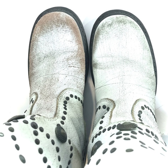 ASH Studded Boots Buckle Strap Distressed Engineer - Picture 7 of 15